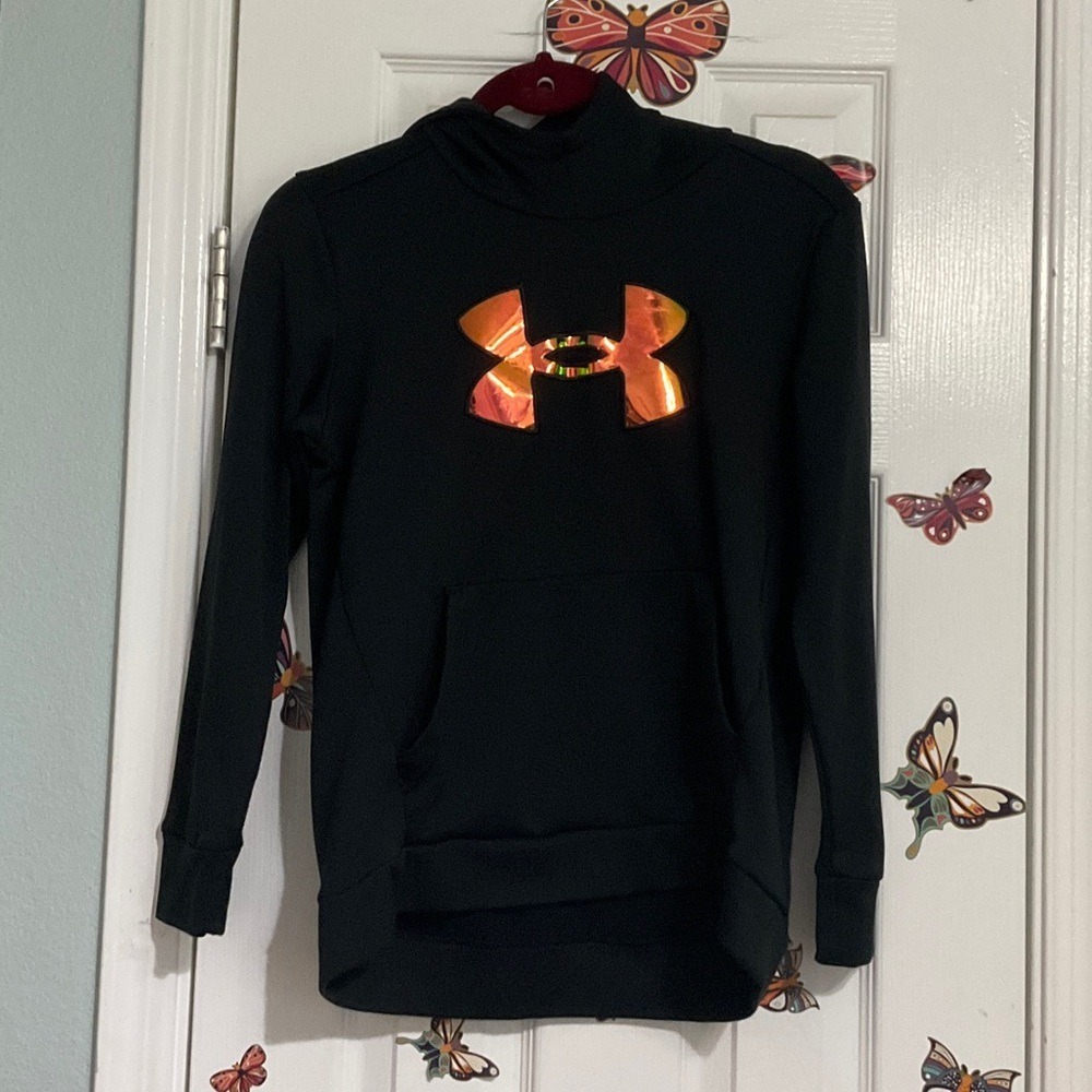 Under Armour Black Hoodie with Orange Logo